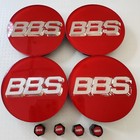 4pc 3d Silver Red Bbs 70mm Center Caps 56 24 120   4pc Black Valve Caps -mb