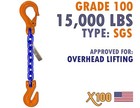 1 2  X 10  Grade 100 Chain Sling Sgs Grab   Sling Hook 15 000 Lb Wll