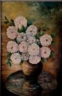Antique Oil On Canvas Floral Mums Framed 33 