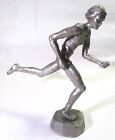 Pair Vintage 1989 Signed Cordsen S   D Pewter Figures  Man   Woman Runners