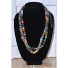 Extra Large Antique Venetian Mixed Trade Beads Double Strand Statement Necklace