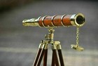 Antique Brass Spyglass Telescope With Wooden Tripod Adjustable Nautical Maritime