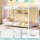Twin Over Twin Low Loft Bunk Bed With Guard Rail Ladder   Slats White