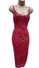 Karen Millen 12 Uk Vintage Red Sequin Beaded Power Flower Bodycon Dress