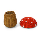 Mushroom Rattan Storage Basket Lid Wicker Bin Handmade Organizer Decor Gift