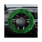 Fluffy Steering Wheel Cover  15 Inch Non-slip Steering Wheel Protector Green