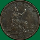 1865 Farthing Great Britain Victoria Almost Uncirculated Au Coin  29752