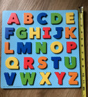 Alphabet Puzzle  Wooden Board With Plastic Letters