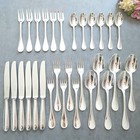 Christofle Perles 30pc Silverplate Standard Knife Fork Spoon Near Mint With Box