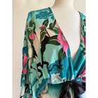 Kimono Robe Crane Bird Japanese Robe Size S One Size Satin Tie Asian Print