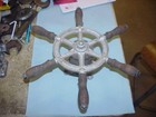 Antique Nautical Maritime Salvage Wood   Metal Boat Steering Wheel Helm Vintage