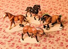 Vtg  Hagen Renaker Miniature Horse Lot 4 clydesdale Foal Stallion Quarterhorse