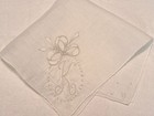 Vintage White Bow Madeira Monogramed Letter K Hand Rolled Hankie Free Ship