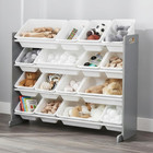 Supersized Toy Storage Organizer With 16 Removable Bins  Grey white     Large Toy