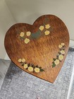 Vintage Country Folk Art Solid Wood Heart Side 2-tier Table Hand Painted Signed 