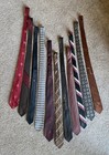 Vintage Skinny Neck Tie Lot  11  1950 s-60 s  Various Styles fabric Mid Century
