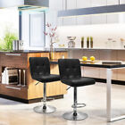 Set Of 2 Adjustable Swivel Bar Stools - Modern Pu Leather Dining Chairs