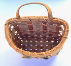 Vintage Handmade Wicker Hanging Basket With Painted Tulips 9 X 7 5 X 5 25 Inches