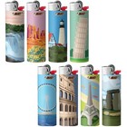 Bic Travel Pocket Size Regular Disposable Lighters 50 Count Tray 8 Mix Designs