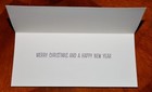 Vintage Unused Gold Christmas Card   Santa   White Reindeer   Hallmark Slim Jim