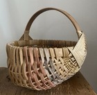 Vintage Buttocks Gathering Woven Basket Godseye Stripe 8 5   