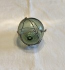 Vintage Japanese Blown Glass Fishing Float With Original Net  3 5   