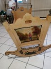 Antique 19th Wooden Rocking Baby Cradle Hand Paintings Each Side Exsquisite 