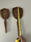 Vtg Marquetry Wood Inlay Vanity Mirror Hand Held Brush Lot Of 2