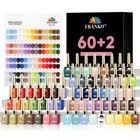 62 Pcs Gel Nail Polish Set - 60 Vibrant Colors For All Seasons  Long-lasting   Q