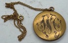 Antique Victorian Gold Tone Mourning Locket Necklace Hair Memorial Photo Pendant