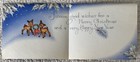 Unused Christmas Deer Pair Leaves Red Bow Vintage Greeting Card 1940s 1950s Htf