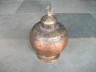 Vintage Brass   Copper Handcrafted Engraved Unique Shape Pot  Collectible