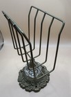 Vintage Brass Tone Napkin Letter Holder Crystal Accent Ornate Pedestal Stand