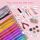16 Colors Sparkle Tinsel Hair Extensions Kit  48 Inch Hair Stencils   3200 Hair