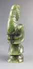 Chinese Spinach Green Jade Carved Guanyin Figurine 3  Tall