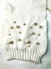 Toby Girls 7-14 Ivory Soft Knit Warm Pom Beanie Hat Gloves Scarf Faux Pearl Nwt