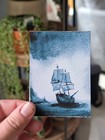 Aceo Print Of Abstract Fantasy Dragon Pirate Seascape  Watercolor Storyboard 