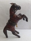 Vintage Leather Horse Figurine Equestrian Rearing Figure Statue 21 Cm