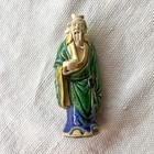 Antique Chinese Shiwan Mudman Scholar Figurine Holding Rice Bowl - Hand Painted