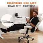 High Back Reclining Desk Chair  Big   Tall Pu Leather Task Chair With Footrest