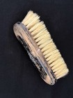 Antique Victorian Era Ebony Clothing Brush Repousse Floral Medallion Horsehair