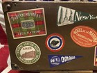 Vintage 1940s Suitcase Luggage Hard Case Great Travel Stickers Us europe Display