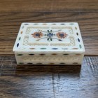 Vintage Carved Marble Trinket Box Floral Inlay Stone Jewelry Box 4    Lid