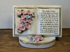 Vintage - 5  Lefton China  Lord s Prayer Ceramic Wall Planter  Applied Flowers