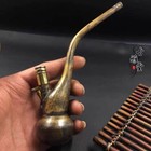 Antique Brass Water Pipe Longevity God Smoking Pipe Chinese Vintage Tobacco Tool