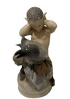 Royal Copenhagen Faun With Crow Raven Satyr Porcelain Figurine 2113 Thomsen Mint
