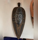 Sepik River Mask From Papua New Guinea Handcrafted Black And Brown Tribal Mask