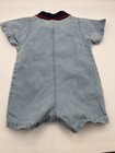 Y2k 90s Vintage Small Steps Baby Denim Jean Romper 6-9m Team Player Sports Patch