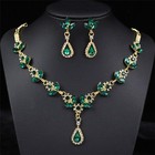 Women Alloy Rhinestone Flower Jewelry Set Necklace   Dangle Earrings For Banquet