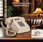 Classic Retro 2500 Corded Landline Desk Phone Push Button Loud Ringer Beige